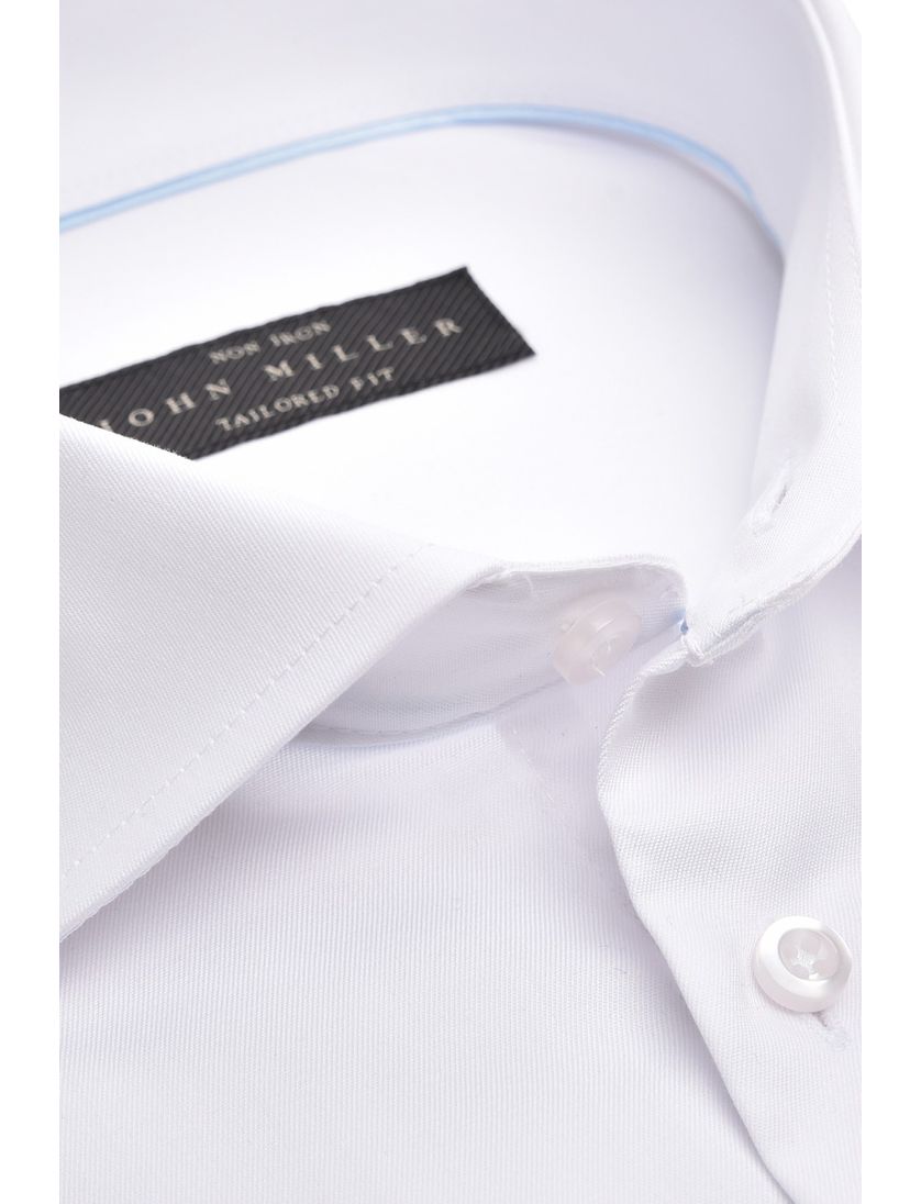 Kreukvrij overhemd John Miller Tailored Fit normale fit wit effen katoen