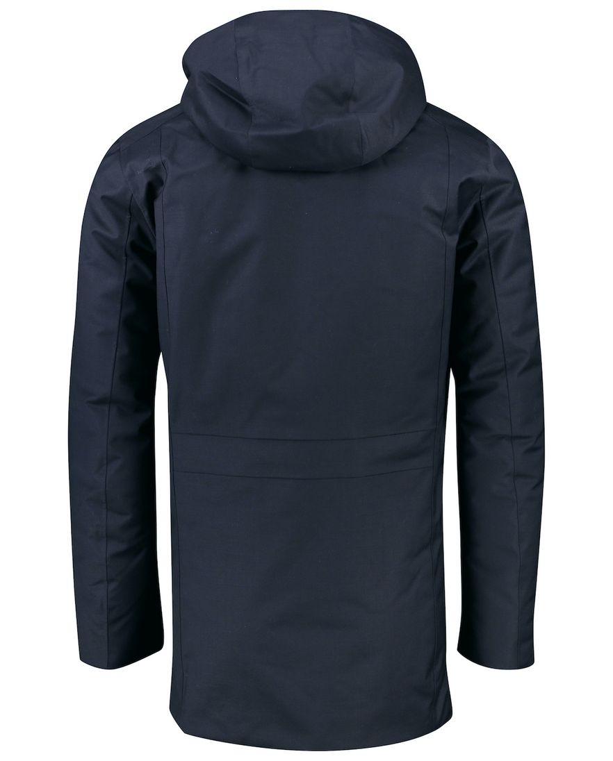 UBR winterjas donkerblauw rits + knoop wol