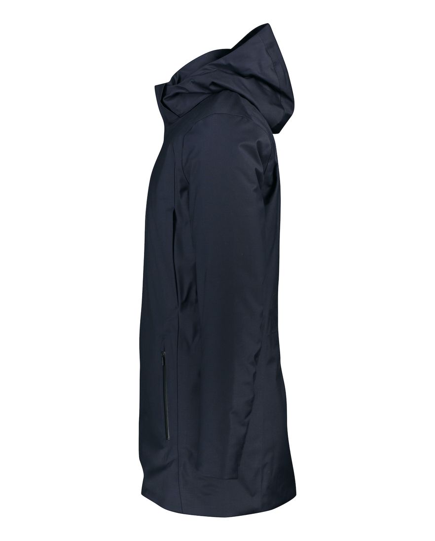 UBR winterjas donkerblauw rits + knoop wol