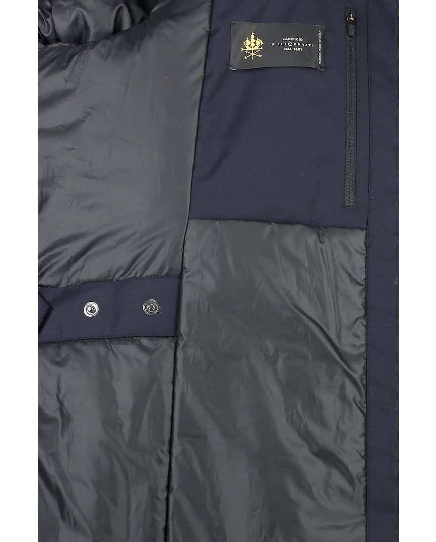 UBR winterjas donkerblauw rits + knoop wol