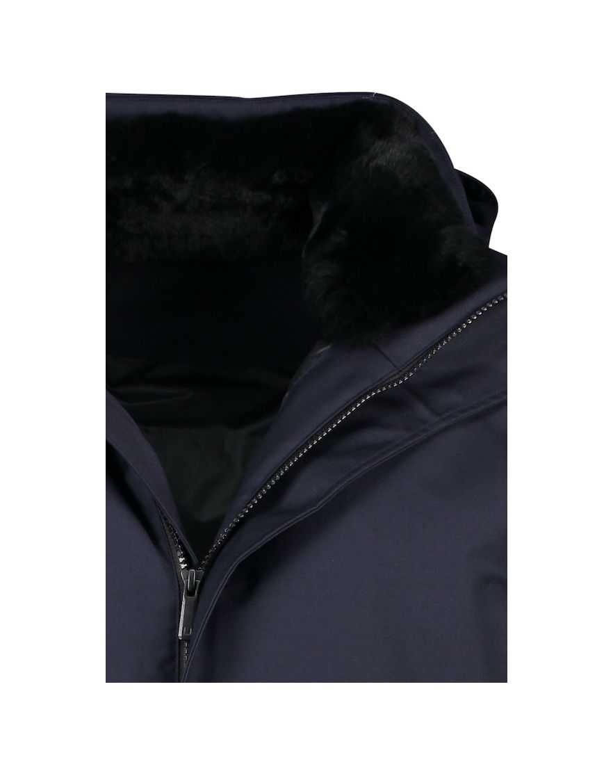 UBR winterjas donkerblauw rits + knoop wol