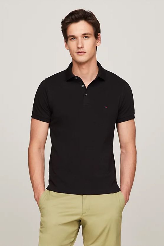 Tommy Hilfiger Big & Tall poloshirt zwart Slim Fit