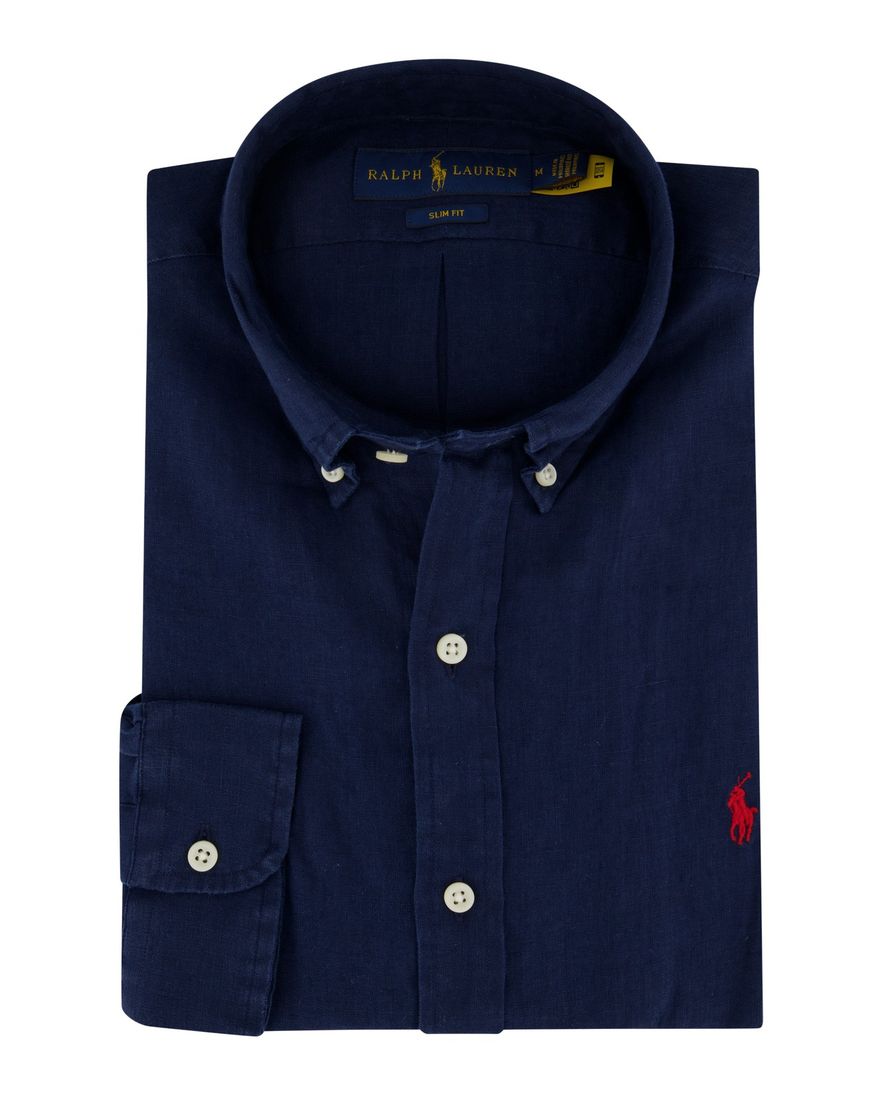 Ralph Lauren overhemd donkerblauw Slim Fit