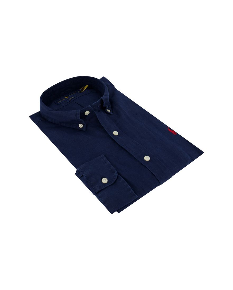 Ralph Lauren overhemd donkerblauw Slim Fit