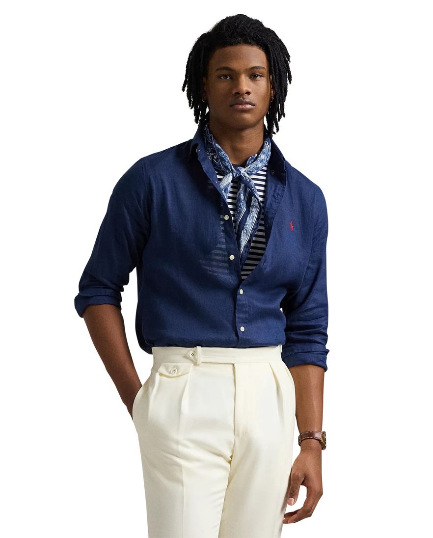 Ralph Lauren overhemd donkerblauw Slim Fit