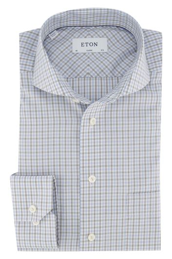 Overhemd Eton Classic Fit ruitje blauw zwart wit