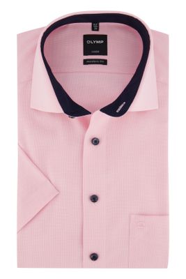 Olymp Olymp korte mouw overhemd roze Modern Fit