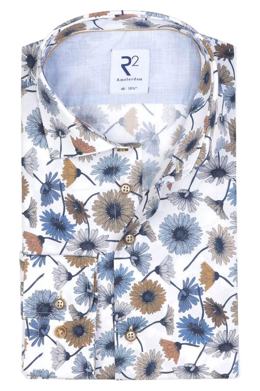 R2 business overhemd met bloemen print slim fit