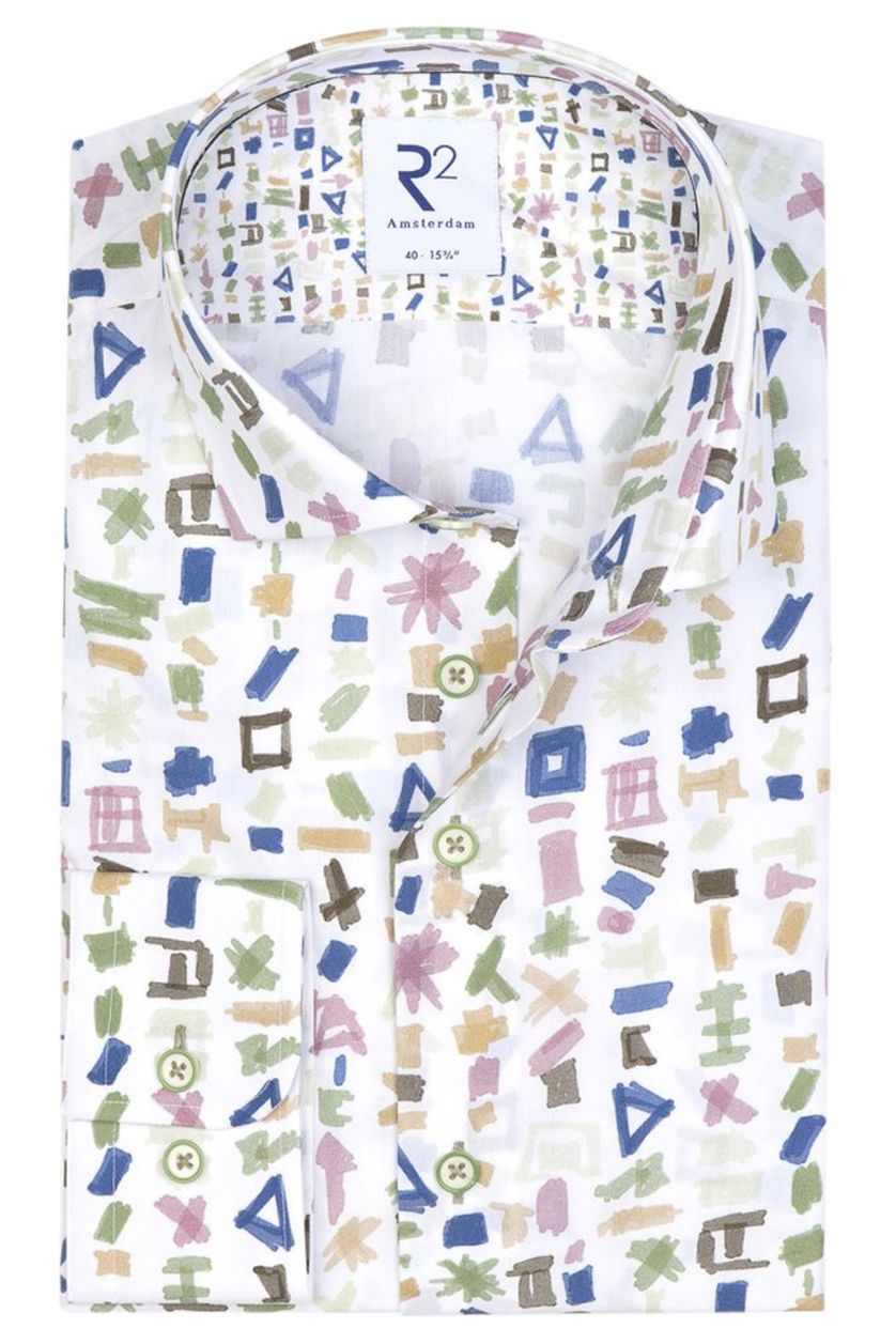 R2 shirt wit geprint multicolour
