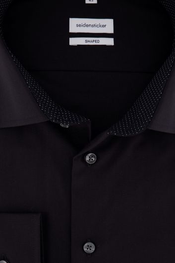 Seidensticker zwart overhemd Shaped Fit non iron