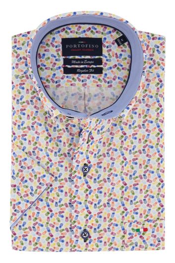 Portofino overhemd korte mouwen met multicolor print Regular Fit