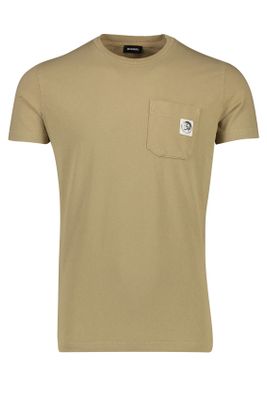 Diesel T-shirt khaki Diesel met borstzak