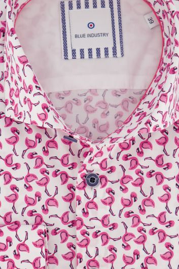 Overhemd Blue Industry roze motief flamingo