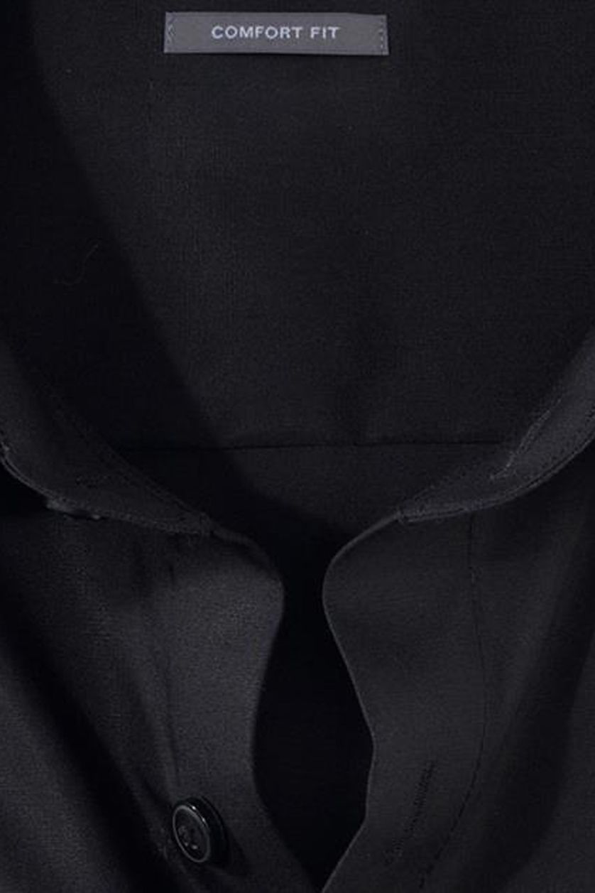 Olymp business overhemd zwart effen normale fit