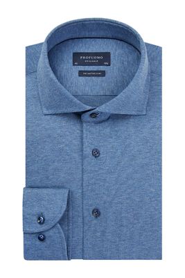 Profuomo Profuomo overhemd blauw knitted jersey