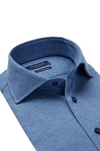 Overhemd Profuomo knitted blauw jersey