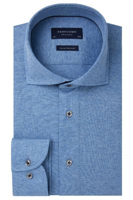 Profuomo Profuomo overhemd knitted blauw single jersey