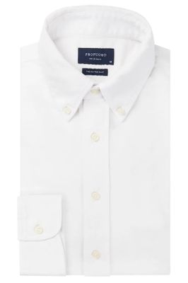 Profuomo Profuomo button-down overhemd slim fit wit effen katoen