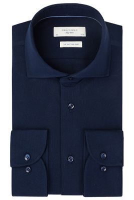 Profuomo Overhemd Profuomo knitted navy pique mercerised