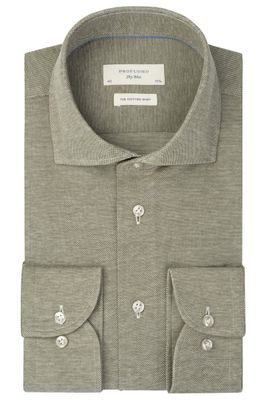 Profuomo Knitted overhemd Profuomo pique mercerised groen