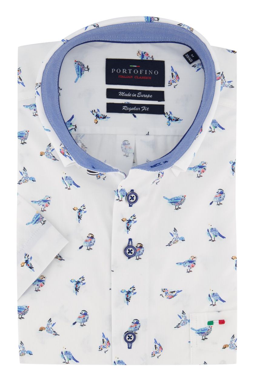 Korte mouwen overhemd Portofino Regular Fit met vogel print