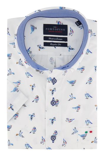 Portofino overhemd korte mouw Regular Fit vogels