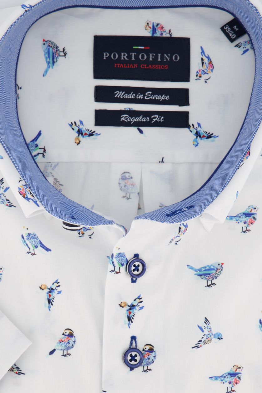 Korte mouwen overhemd Portofino Regular Fit met vogel print
