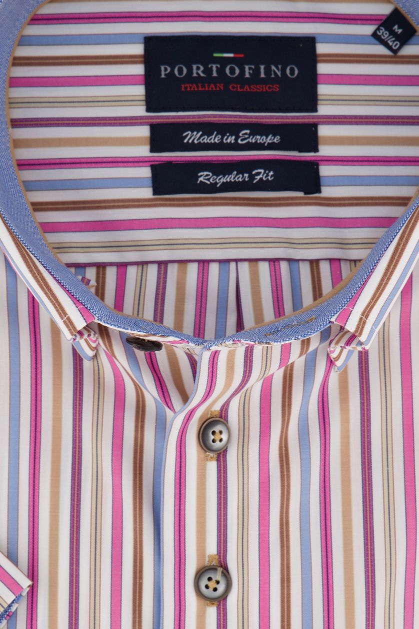 Overhemd Portofino korte mouw strepen Regular Fit