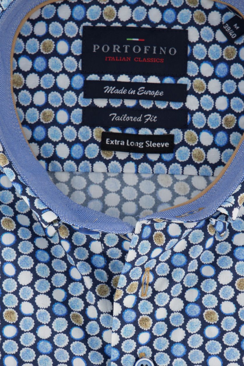 Portofino casual overhemd mouwlengte 7 geprint katoen normale fit