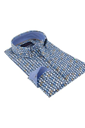 Portofino casual overhemd mouwlengte 7 normale fit geprint katoen