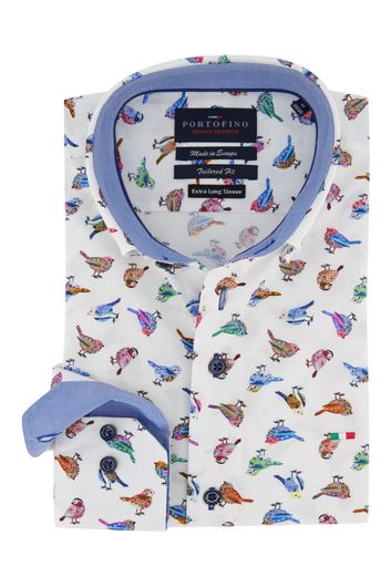 Portofino overhemd mouwlengte 7 Tailored Fit vogels