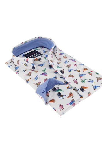 Portofino overhemd mouwlengte 7 Tailored Fit vogels
