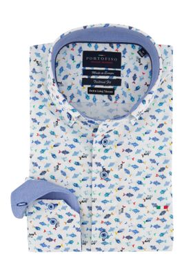 Portofino Overhemd Portofino mouwlengte 7 vissen print Tailored Fit