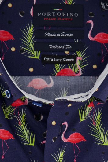 Portofino overhemd mouwlengte 7 Tailored Fit flamingo