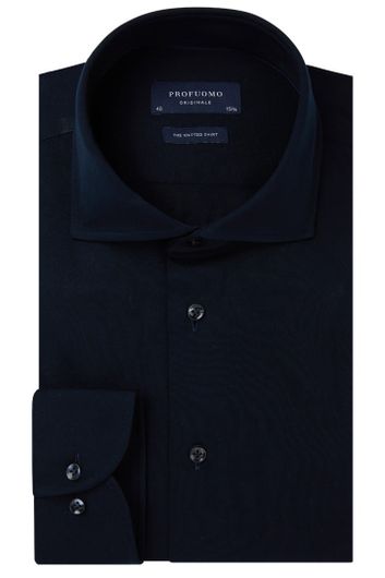 Overhemd Profuomo navy knitted single jersey