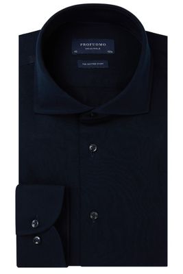Profuomo Overhemd Profuomo navy knitted single jersey