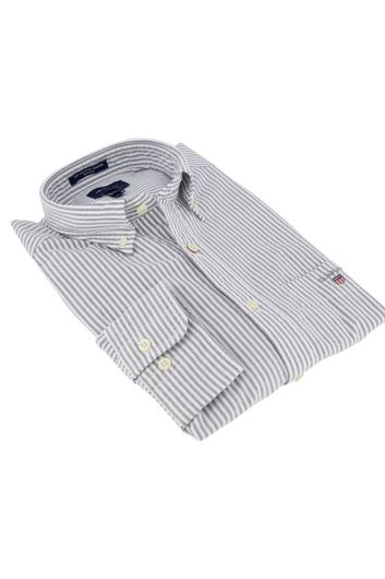Gant casual overhemd normale fit grijs gestreept katoen Regular Fit