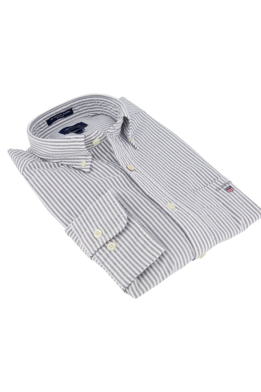 Gant casual overhemd normale fit wit grijs gestreept katoen
