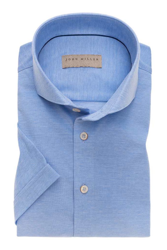 John Miller overhemd korte mouwen blauw