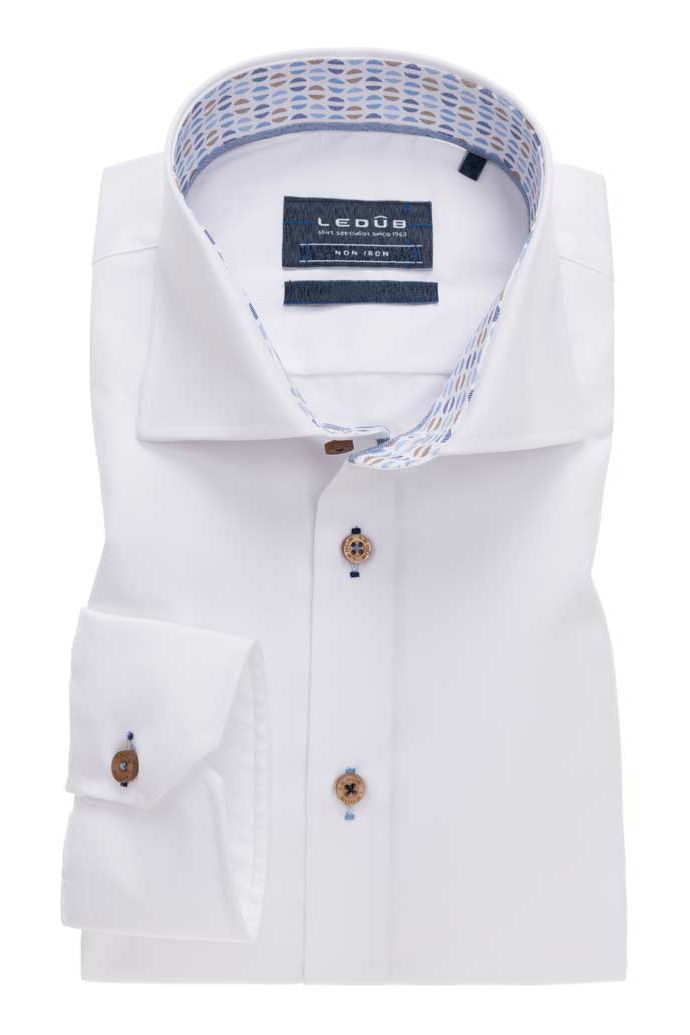 Ledub overhemd strijkvrij Tailored Fit wit