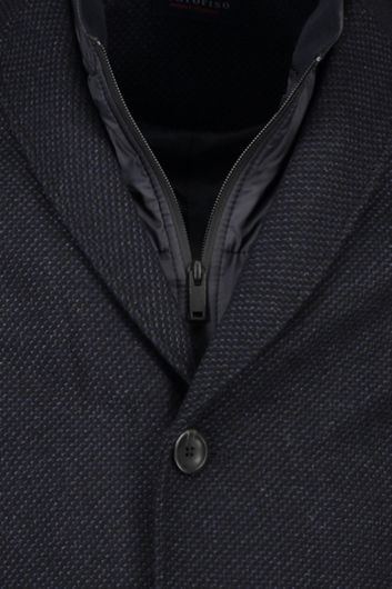 Portofino winterjas donkerblauw gemêleerd  normale fit wol