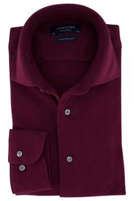 Profuomo Overhemd Profuomo bordeaux knitted Slim Fit