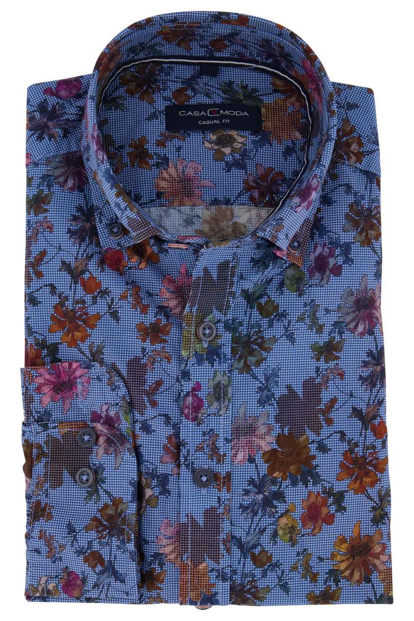 Casual shirt Casa Moda blauw bloemenprint