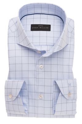 John Miller John Miller overhemd Tailored Fit ruit lichtblauw