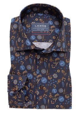 Ledub Ledub overhemd donkerblauw met bloemen Modern Fit
