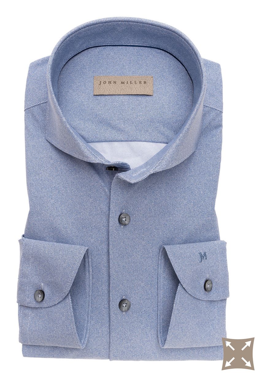Overhemd John Miller blauw gemeleerd Tailored Fit