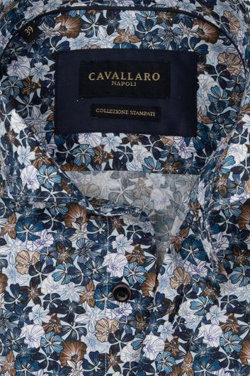 Hemd Cavallaro Florando donkerblauw print