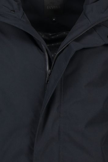 Elvine winterjas Barnard donkerblauw effen rits + knoop normale fit capuchon