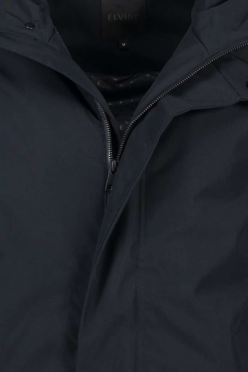 Winterjas donkerblauw Elvine Barnard effen rits + knoop normale fit 