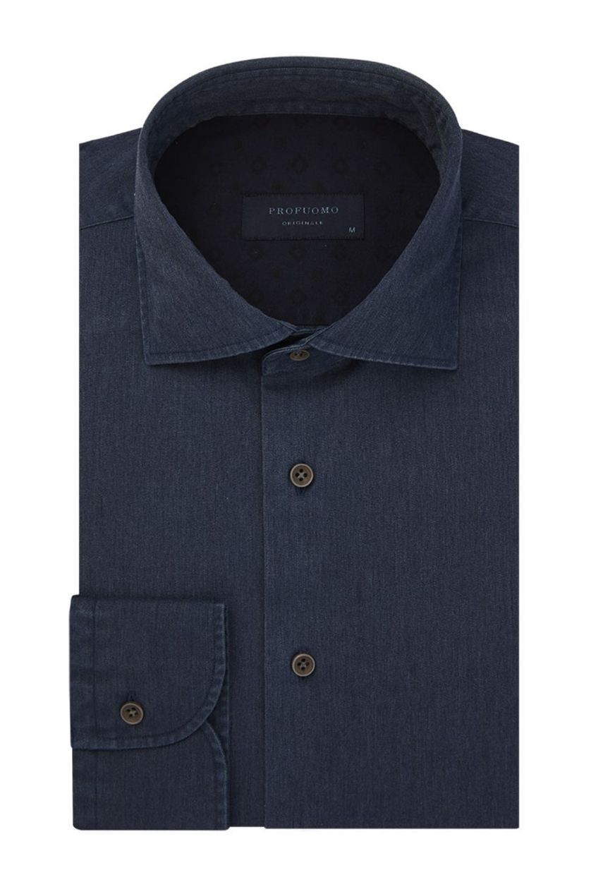 Profuomo overhemd donkerblauw uni Originale 100% katoen